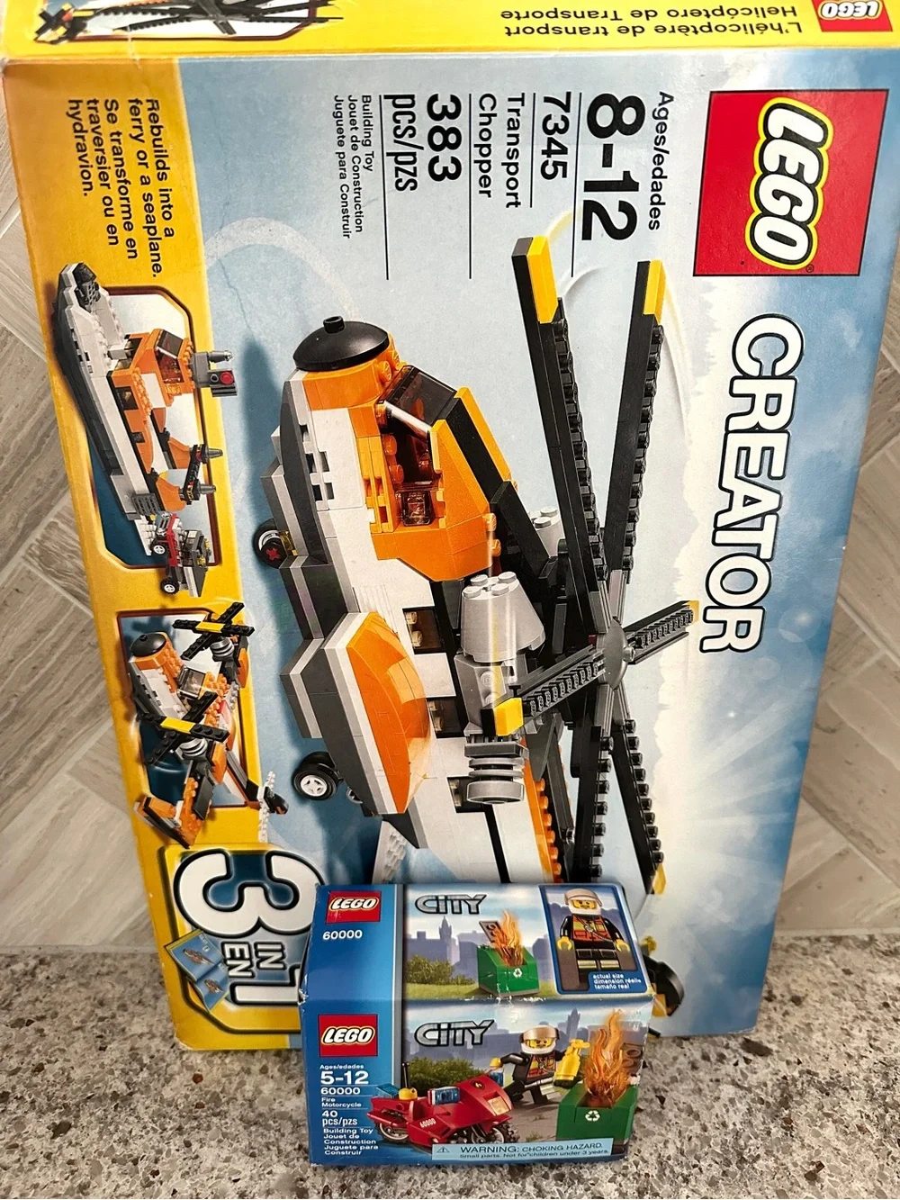 LEGO CREATOR Transport Chopper 7345 3-in-1 Retired BONUS LEGO 60000 Motorcycle